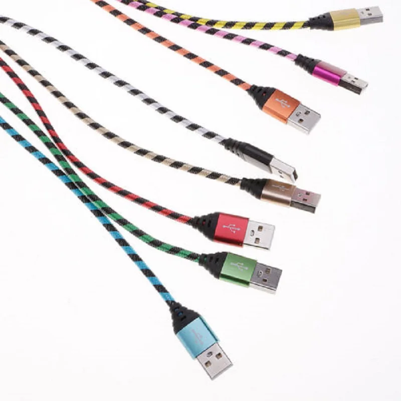 100 шт./лот для Xiaomi 5S Plus 2A полосатый USB Type C зарядный кабель провод аксессуар Связки
