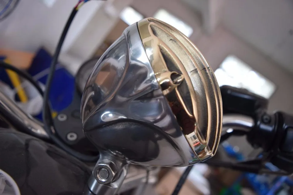 Бесплатная доставка мотоцикл чоппер латунная светодиодная фара уличная крыса