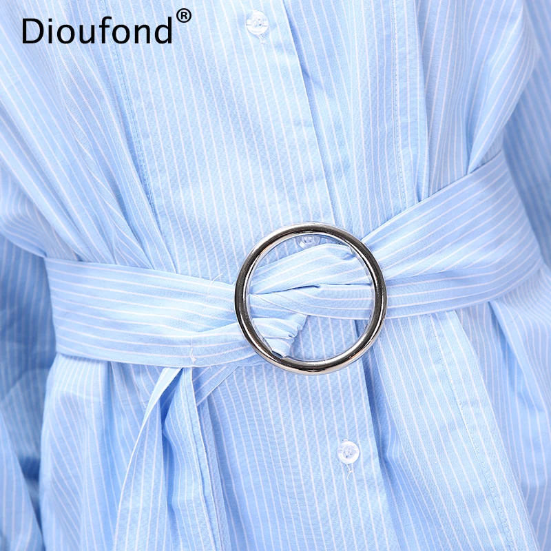 Женская хлопковая блузка Dioufond с длинным рукавом полосатая женская