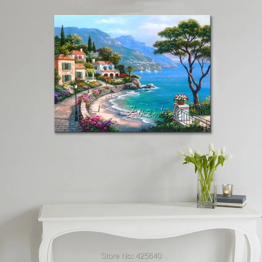 Ручная роспись средиземноморских морских пейзажей картина для гостиной