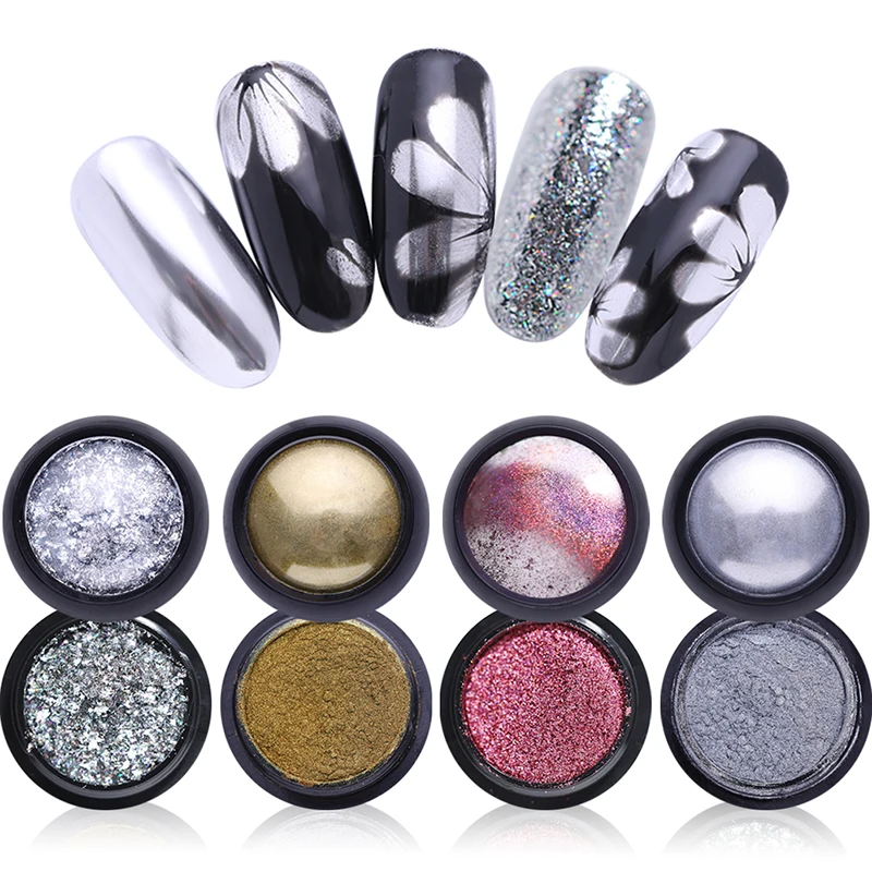 Зеркальный ногтевой порошок 0 5 г металлический лазерный цветной хромированный