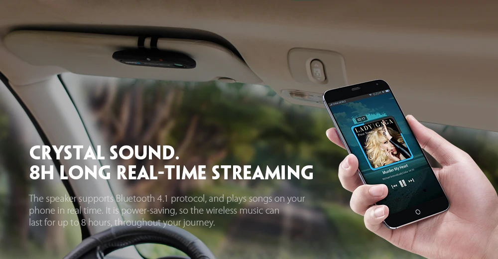 Беспроводной Bluetooth автомобильный комплект Hands Free гарнитура динамик телефон динамик козырек клип портативный музыкальный плеер для автомобиля Встроенный DSP