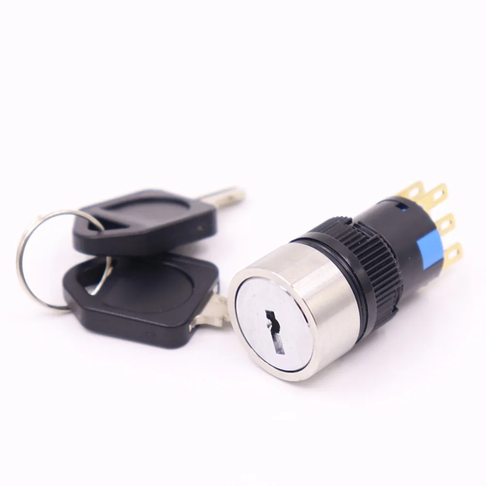 16 мм защелкивающийся 3 позиционный кнопочный металлический переключатель 2NO 2NC из