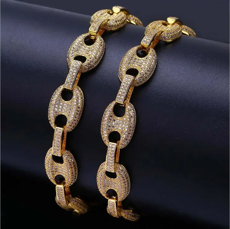 Сверкающая цепь из кубинской цепи со сверкающими кругами роскошные мужские