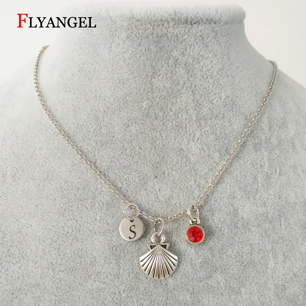 Boho Sea Shell Choker Necklace Customized Initials&ampBirthstone Women Jewellery Simple Neckless For Girls Party | Украшения и