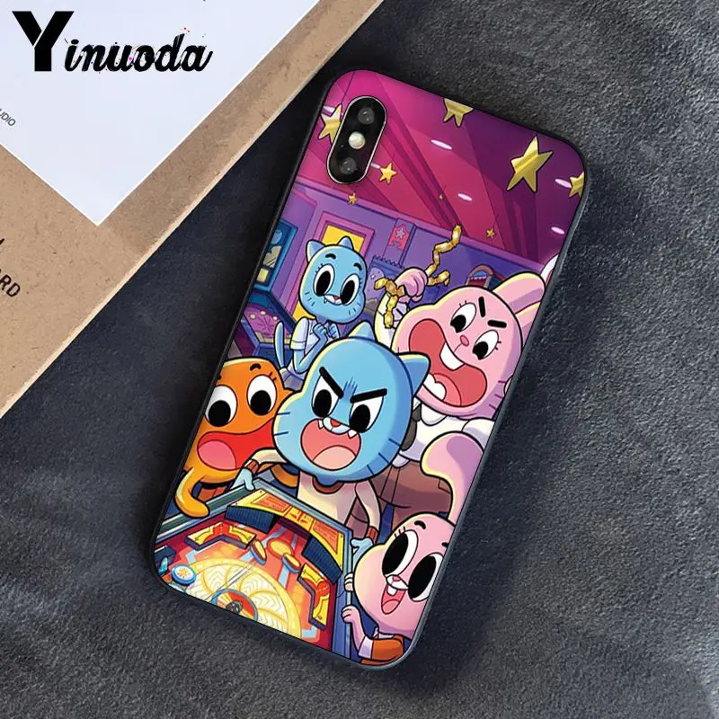 Yinuoda удивительный мир Gumball gumball новое поступление черный чехол для телефона iPhone 8 7 6 6S 6Plus 5 5S SE XR X XS MAX Coque
