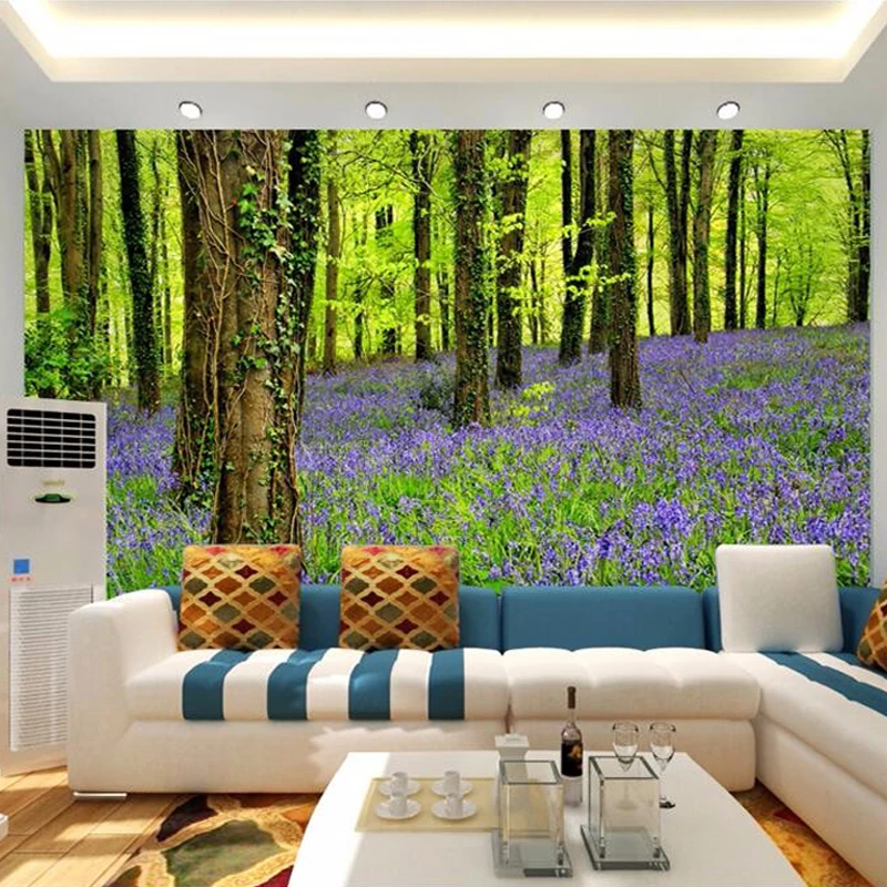 

3D обои Современные Простые фиолетовые Лавандовые лесные деревья фото настенные фрески гостиная ТВ диван спальня фон Настенный декор 3 D