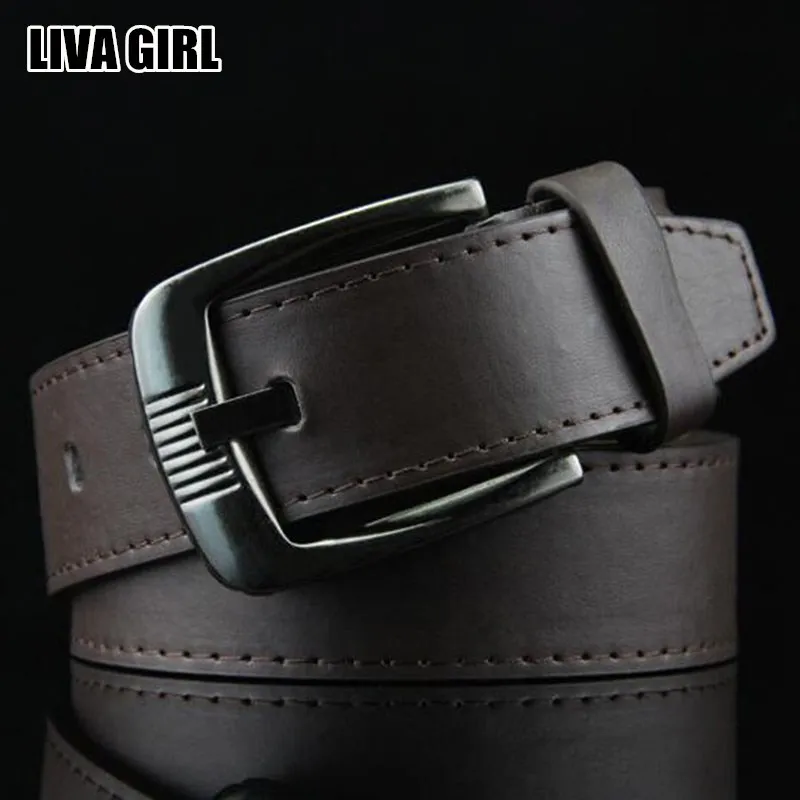 Liva Girl Новые популярные мужские деловые однотонные ремни из искусственной кожи с