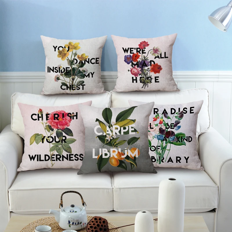 Цветок и английский чехол для подушки с буквами страна домашний декор цитаты