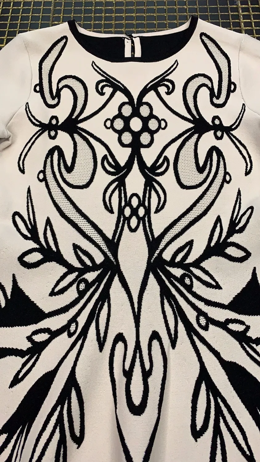 Женское жаккардовое платье с круглым вырезом и длинным рукавом вечернее