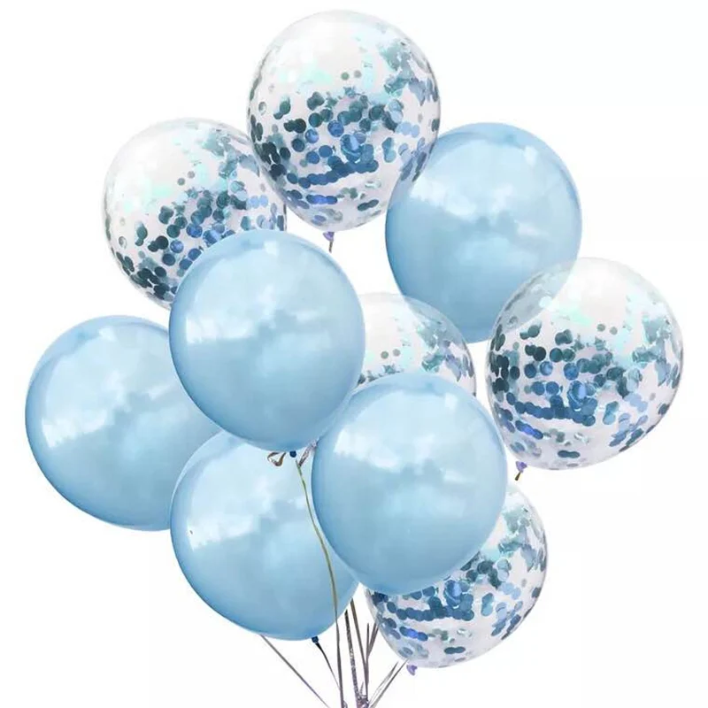 10 шт./лот 12 дюймов латексные шары и цветные Конфетти День Рождения украшения микс Роза свадебное украшение баллон гелия - Цвет: Light blue
