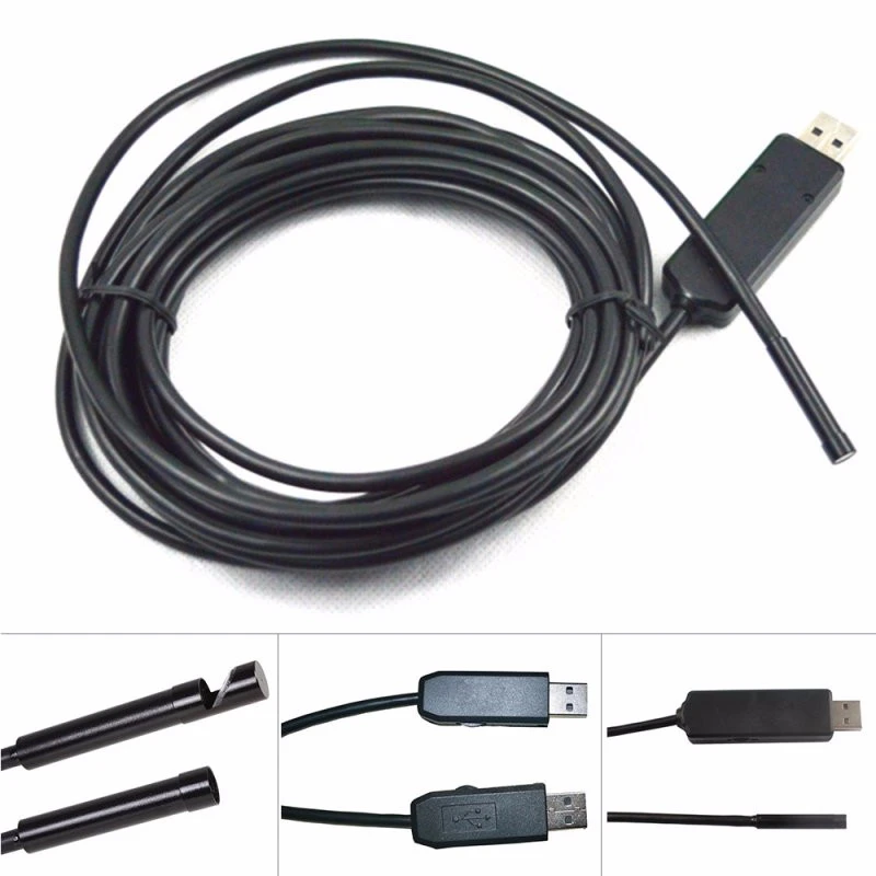 Antscope 7 мм USB эндоскоп Камера Водонепроницаемый мини бороскоп 2/5/15 м для осмотра на змеевидной трубке Камера ПК инспекционная эндоскопическая 27