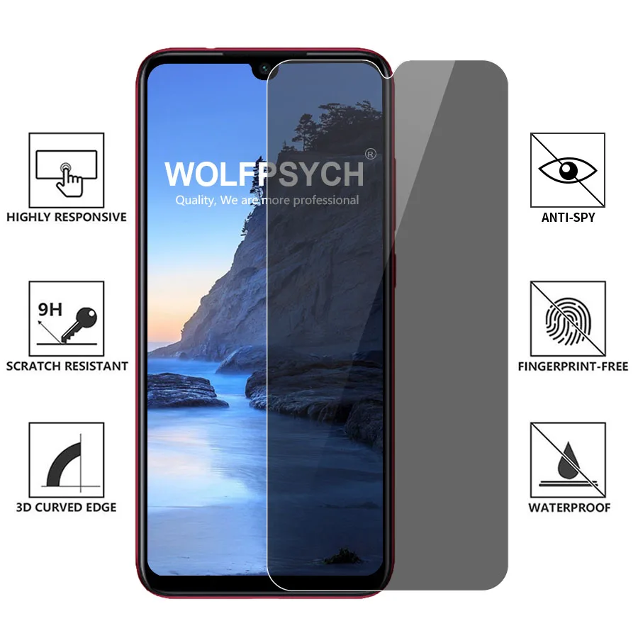 WOLFPSYCH 9H Privacy Anti Spy Tempered Glass Screen Protector Film For Xiaomi Redmi Note 7 6 5 pro Protective | Мобильные телефоны
