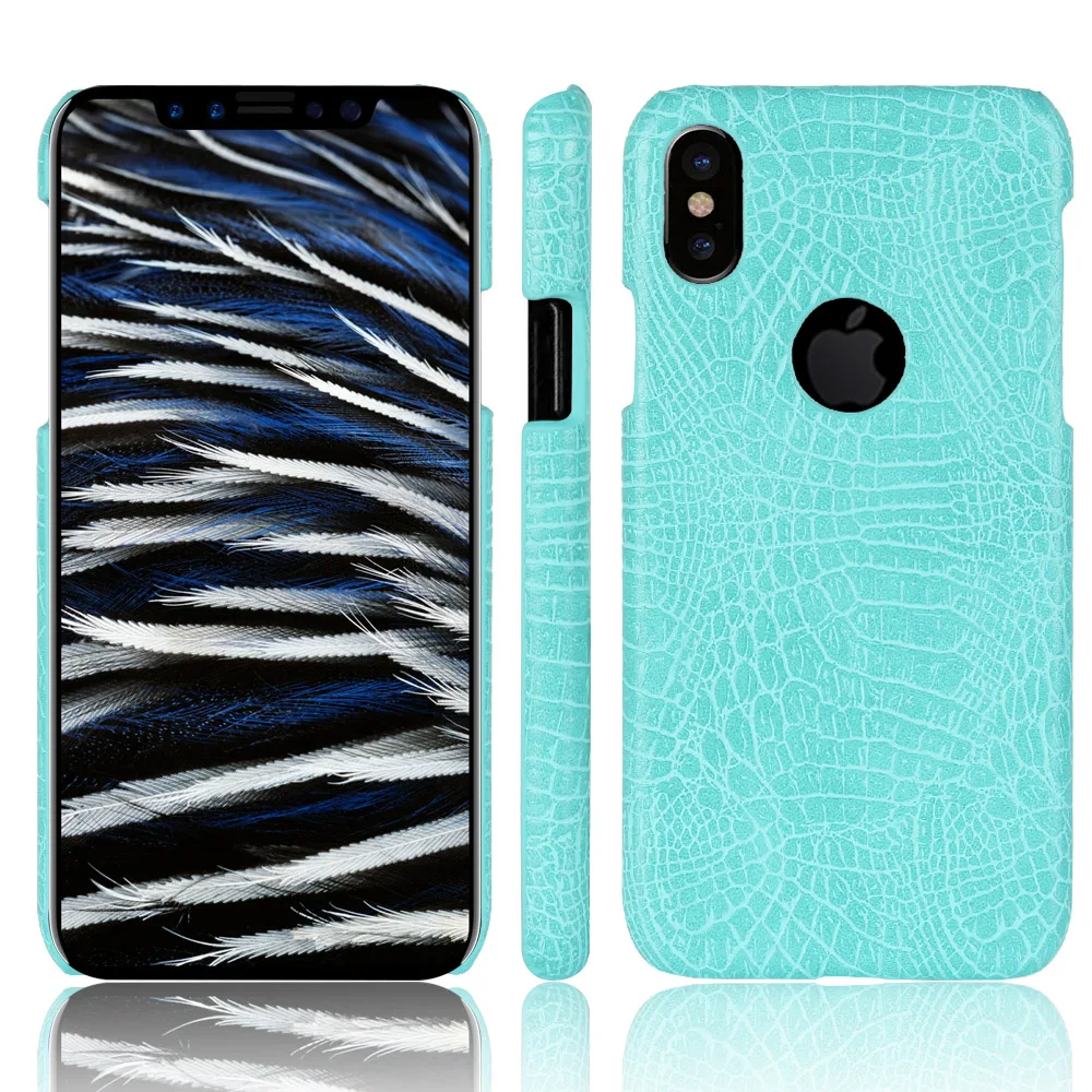 Роскошный чехол из кожи с текстурой крокодила и змеиной кожи для телефона Apple iPhone X.