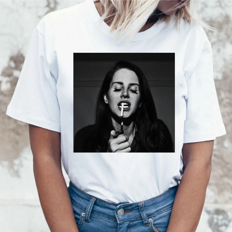 Футболка lana del rey, Корейская женская забавная мультяшная одежда, футболка, Harajuku, женская одежда, Ullzang, топ, футболка с принтом - Цвет: 2774