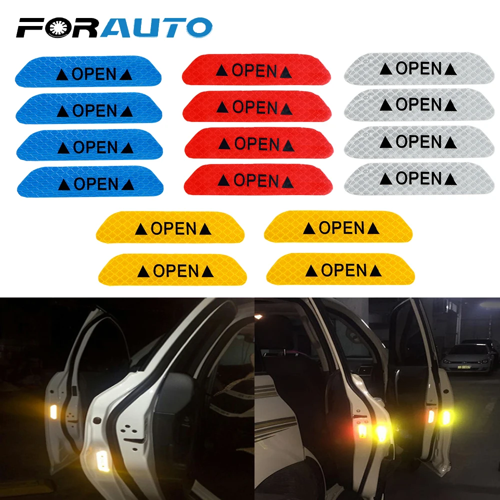 FORAUTO 4 шт./компл. двери автомобиля Стикеры s универсальное Предупреждение Mark открытый высокая отражательная лента мотоцикл велосипед наклейка на шлем