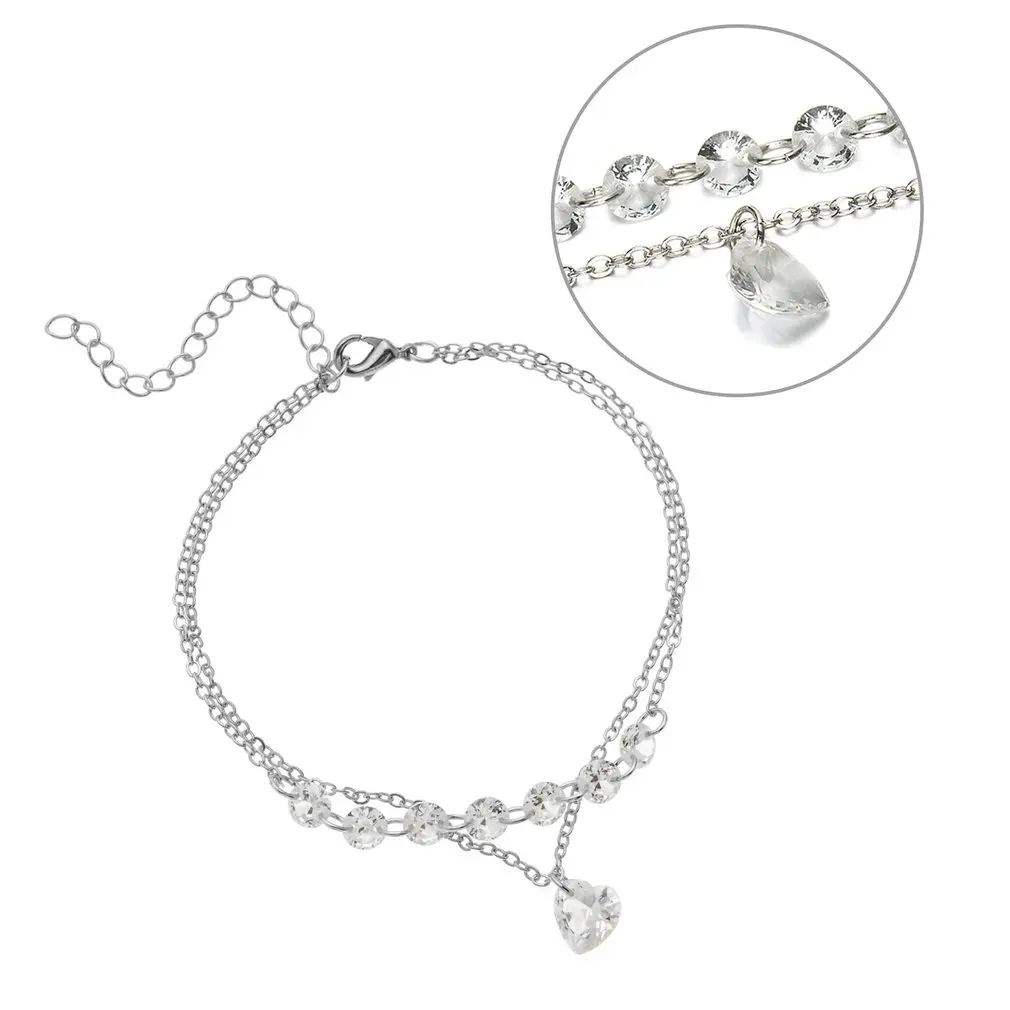 Модный простой симпатичный женский браслет в форме сердца медаль стразы