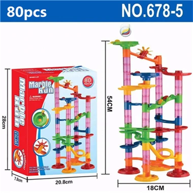 80pcs With box 6 стилей 105 шт DIY Строительные мраморные гоночные шарики лабиринт трек строительные блоки детский подарок для детских развивающих игрушек - Цвет: 80pcs With box