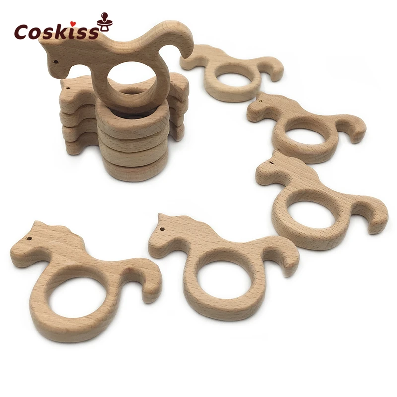 Mordedor de madera de haya Natural hecho a mano para beb&eacute;, colgante personalizado de madera, respetuoso con el medio ambiente, mordedor seguro para beb&eacute;-0