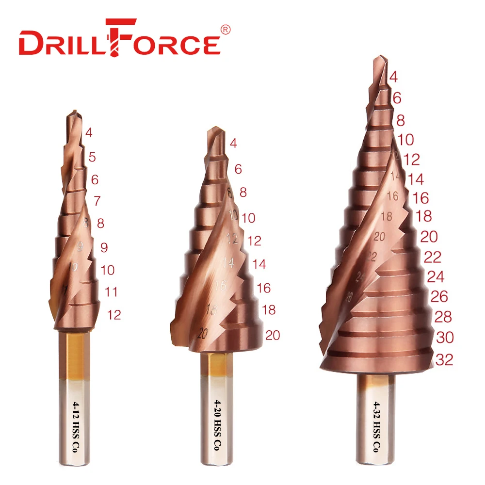 Кобальтовое ступенчатое сверло Drillforce M35 4 12/4 20/4 32 мм высокоскоростные стальные