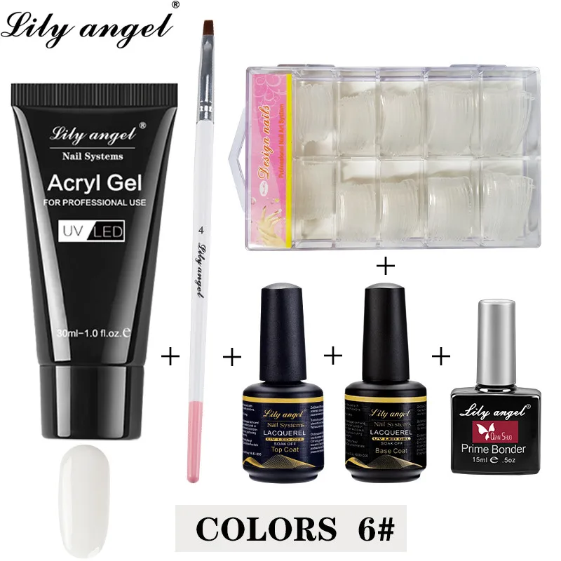 Set-6 LILY ANGEL 30g полимерный гель ружье гвоздя набора 6 Цвет УФ программы повышения простой быстро прочное UV лампа длительного действия с украшением в виде кристаллов гель - Цвет: Set-6