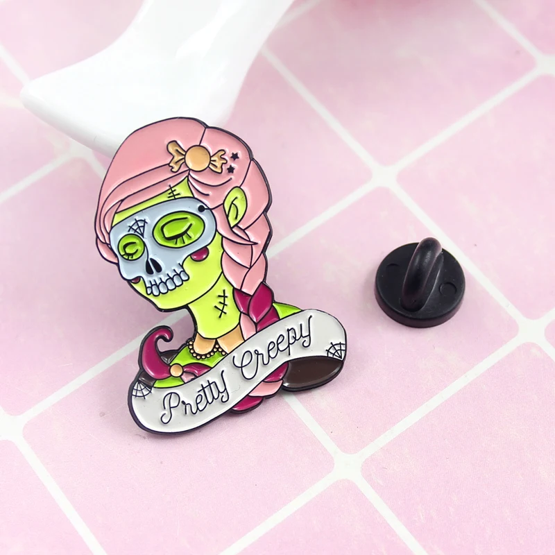 Женская Брошь в виде черепа скелет паутины брошь с изображением королевы Phantom Beauty