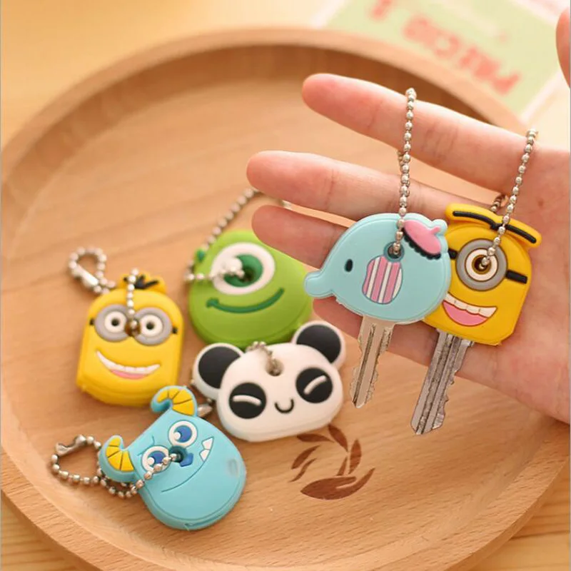 Large Cartoon Anime Silicone Cute Hello Kitty Panda Little Yellow Man Key Cap Fashion Keychain Chain Holder Christmas Gift | Игрушки и - Фото №1