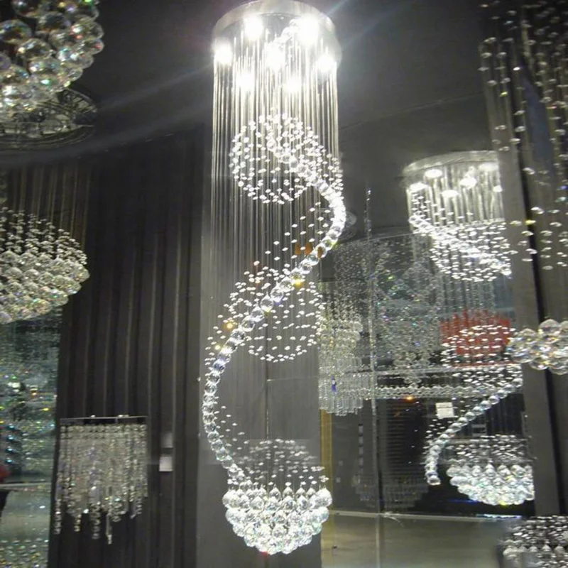 Online Spiral Kristal Büyük LED Ampuller Tavan ışıkları Kurşun Uzun Büyük Tavan Lamba Aksesuarı Yeni Modern Ev Aydınlatma Sanat Otel Lambaları PA0464