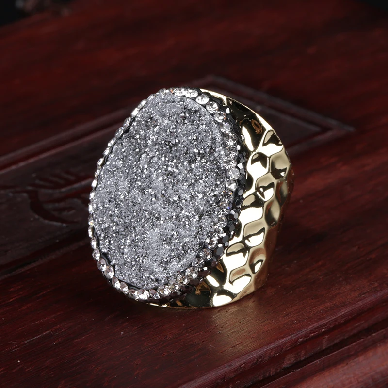 Шероховатый сырой Друза drusy драгоценные камни бусины очаровательные Стразы