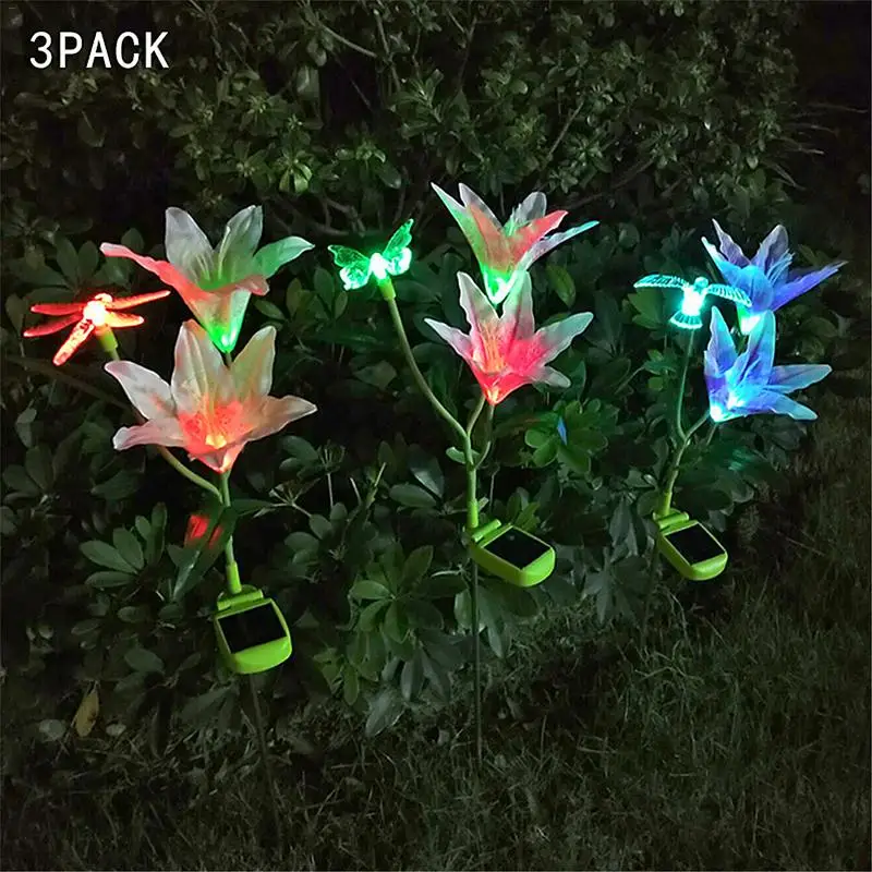 3 шт. водонепроницаемый Солнечный Моделирование Бабочка Стрекоза цветок Лилия