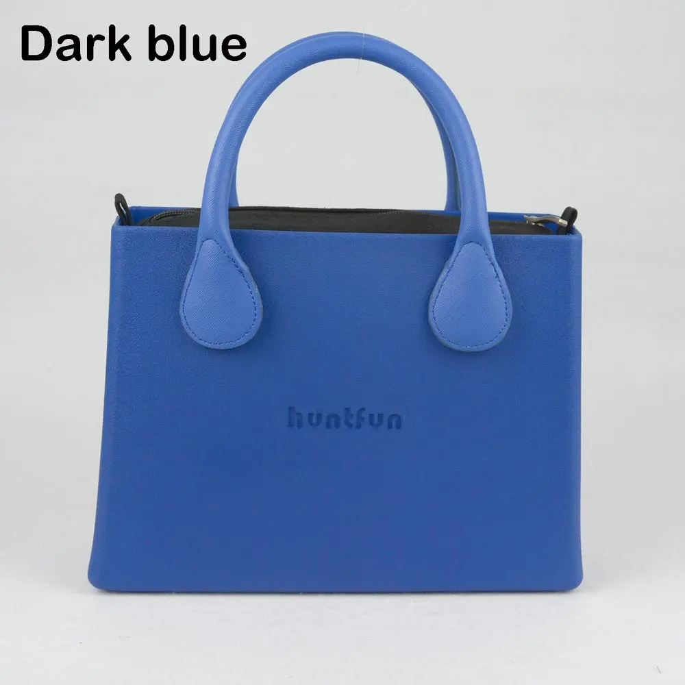 dark blue Новинка huntfun, резиновая силиконовая квадратная сумка EVA, тканевая вставка, кожаная ручка, водонепроницаемая сумка, стильная женская сумка на плечо - Цвет: dark blue