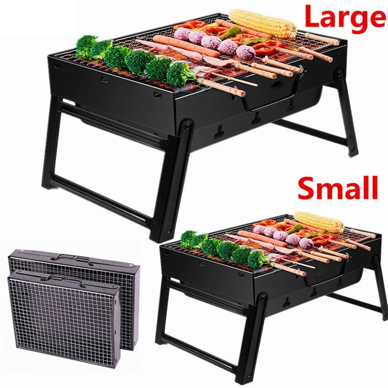 

Black BBQ Grill Folding Portable Charcoal Barbecue Grills BBQ Tools Accessories Cookware Foldable Outdoor Graden Camping Travel