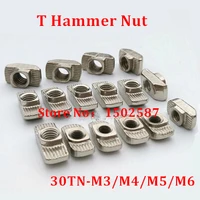 100pcs m3 m4 m5 m6 t slot hammer head nut nickel plated carbon steel connector t nut fastener for 3030 aluminum profile groove 8