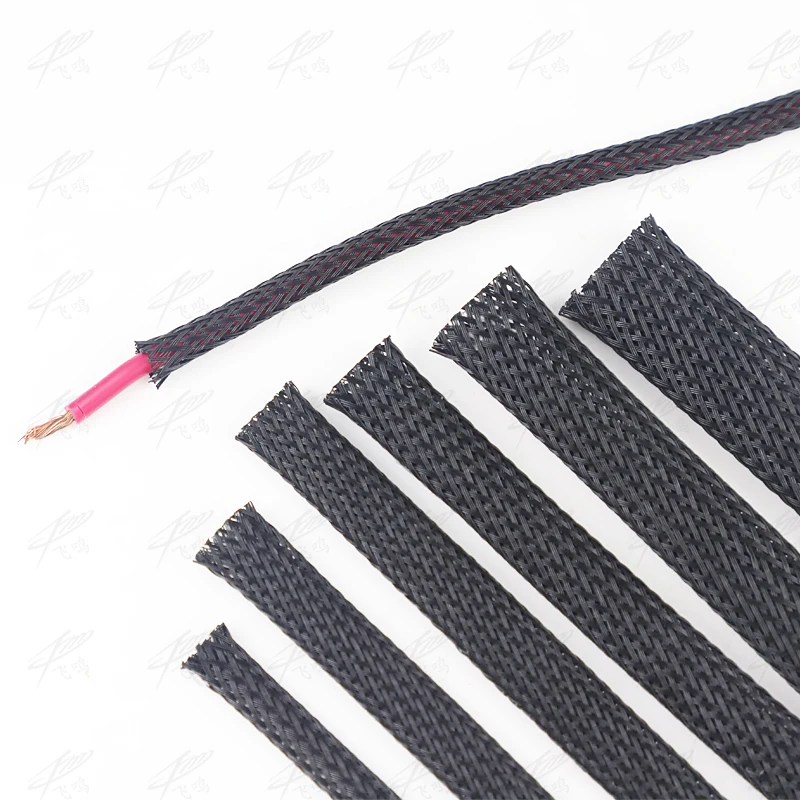 5M Black Braided Cable Sleeving PET Nylon Wrapping Casing Sleeves Wire 40mm/50mm/60mm/70mm/80mm/100mm | Обустройство дома
