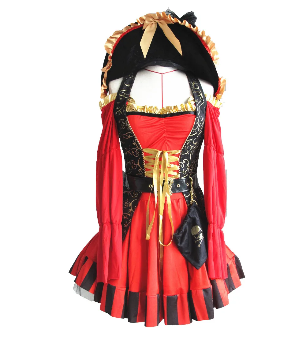 

UTMEON New Luxury 5 Pieces Spanish Black Red Pirate Costume,Adult Women Halloween Costume S M L XL XXL