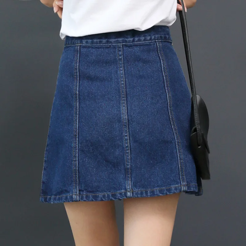 Женская джинсовая мини-юбка с высокой талией трапециевидной формы | одежда