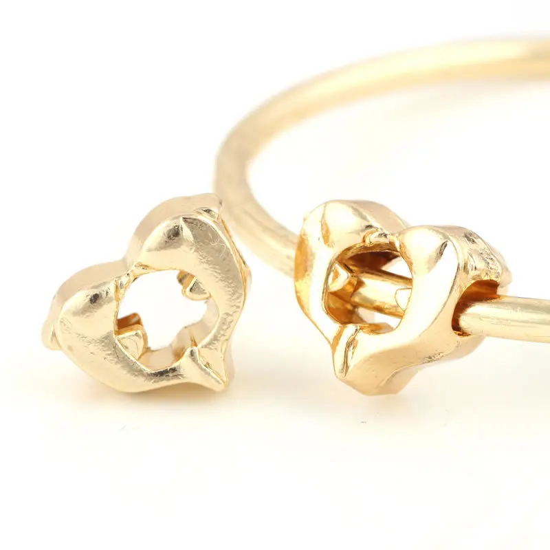 10 шт./партия золотистые бусины из сплава с двойным дельфином в форме сердца DIY