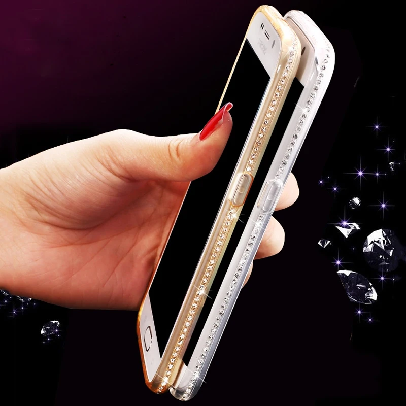 Мягкий блестящий чехол со стразами для Samsung Galaxy A7 A6 A8 2018 A750F J4 J6 J8 S8 S9 Plus S6 S7 edge A3 A5 Note