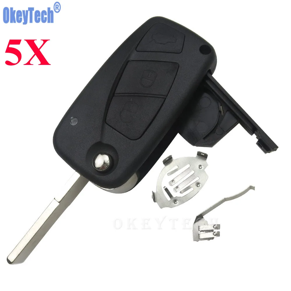 OkeyTech 5 шт./лот 3 кнопки откидной дистанционный ключ оболочка для Fiat Punto Ducato Stilo Panda