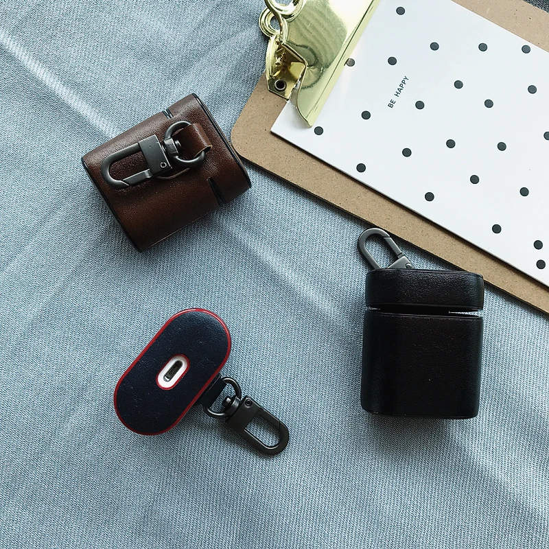 Роскошный деловой защитный чехол для Airpods из натуральной кожи противоударный Air