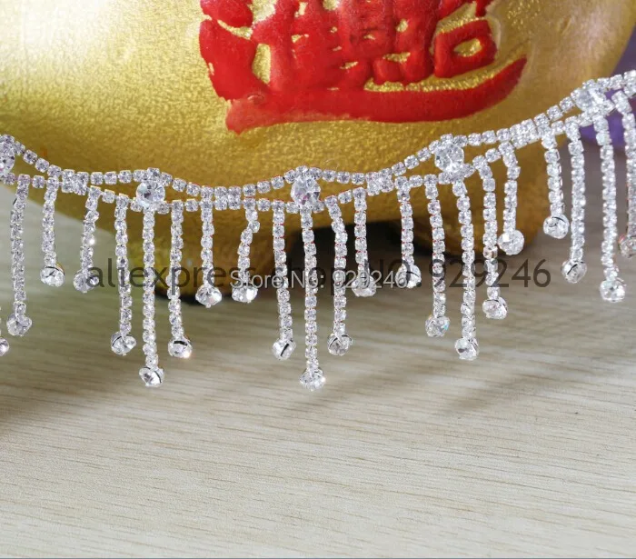 90 cm/pack серебро усеяны искусственными драгоценными камнями Прозрачный Стекло