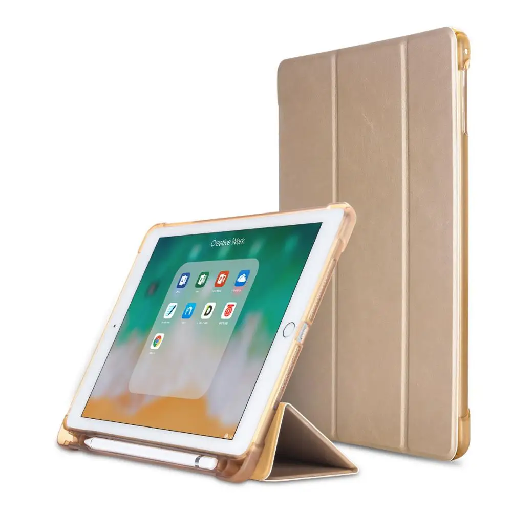 Gold-3-YH-bi-56789 Горячий чехол для / iPad 9,7 дюймов/Air 1/Air 2. Искусственная кожа смарт-чехол+ силиконовая ручка лоток чехол для планшета-EQHTX - Цвет: Gold-3-YH-bi-56789