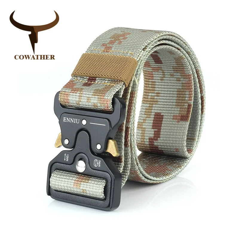 COWATHER nylon belt luxury men belts military outdoor tactical male strap jeans waistband new belt for men fashion metal buckle