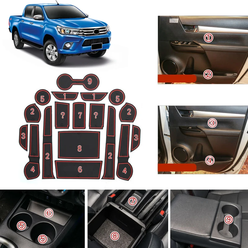 Для Toyota Hilux Revo 4 двери 2016 2017 2018 автомобильный слот коврик для резиновый водная