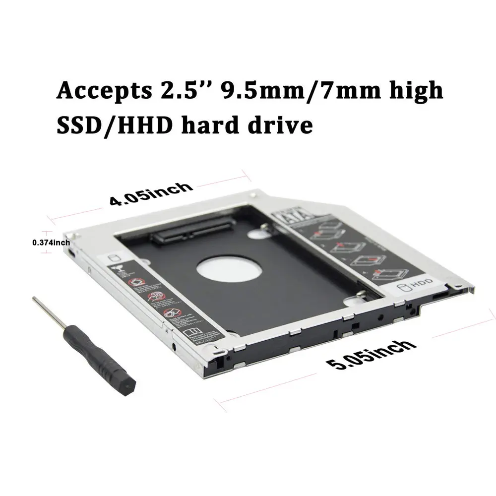 Чехол для жесткого диска Ingelon Caddy optibay DVD SSD универсальный ноутбук CD/DVD-ROM Оптический отсек для Apple Unibody Macbook Pro 13 15 17 - Цвет: 9.5mm Caddy