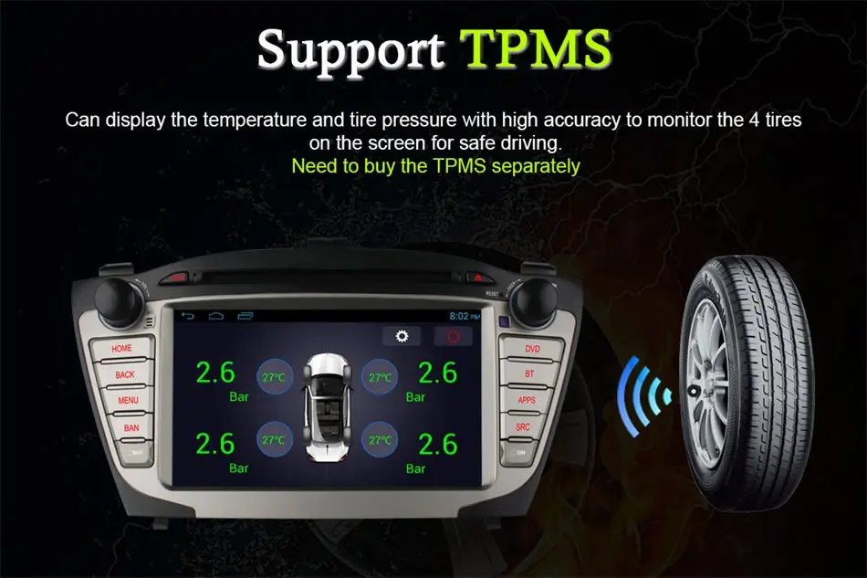 1024X600 Android 6,0 Quad/8 Octa Core 2GB ram 4G LTE wifi Автомобильный dvd-плеер для hyundai IX35 Tucson 2009- радио gps Navi