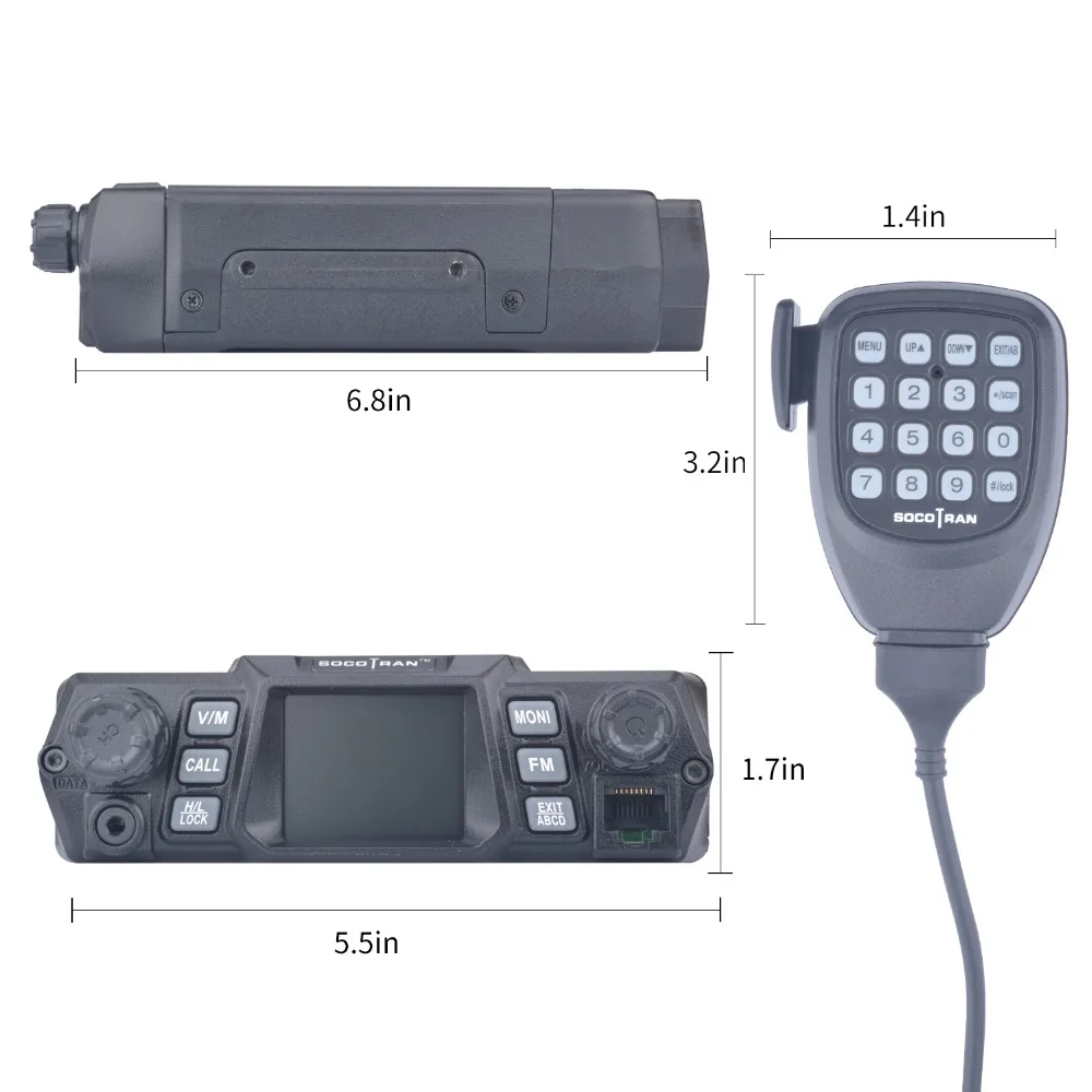 SOCOTRAN 200CH двухдиапазонный 75 Вт/55 Вт автомобильное радио VHF 136 174 МГц UHF 400 480 2 полосное