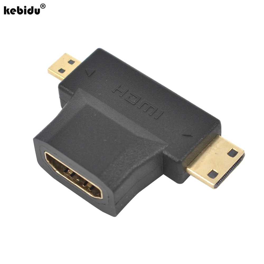 Kebidu 50 шт. 3 в 1 V1.4 1080P HDMI Female to Mini/Micro штекер адаптер конвертер T Тип D C A для HDTV XBOX 360|micro