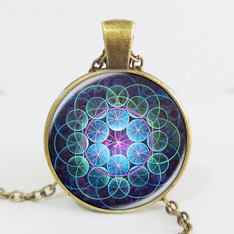 Newest 2017 Flower of Life pendant necklace glass cabochon black chock women jewelry fashion | Украшения и аксессуары