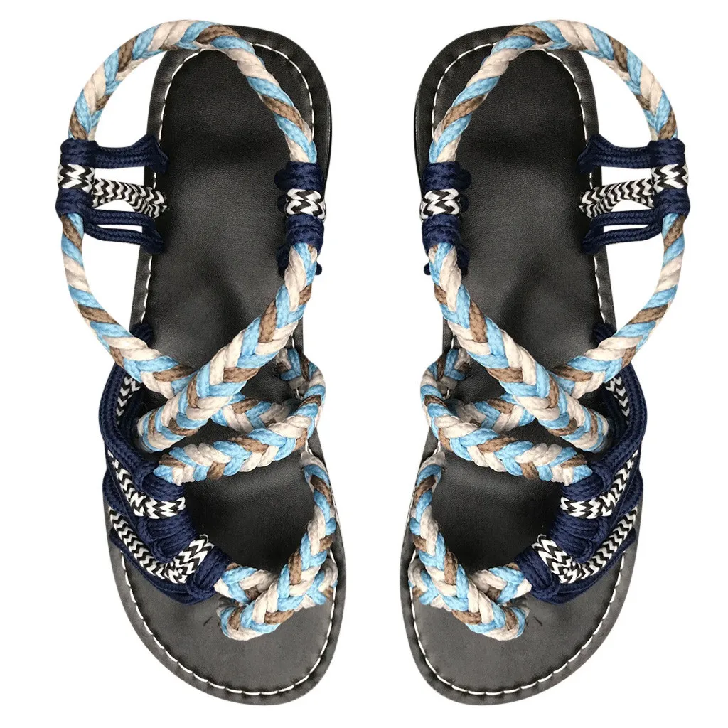 Женские сандалии из пеньковой веревки шлепанцы летняя повседневная модная